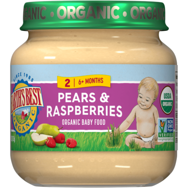 Earths Best Stage 2 Pears & Raspberries, 4 oz