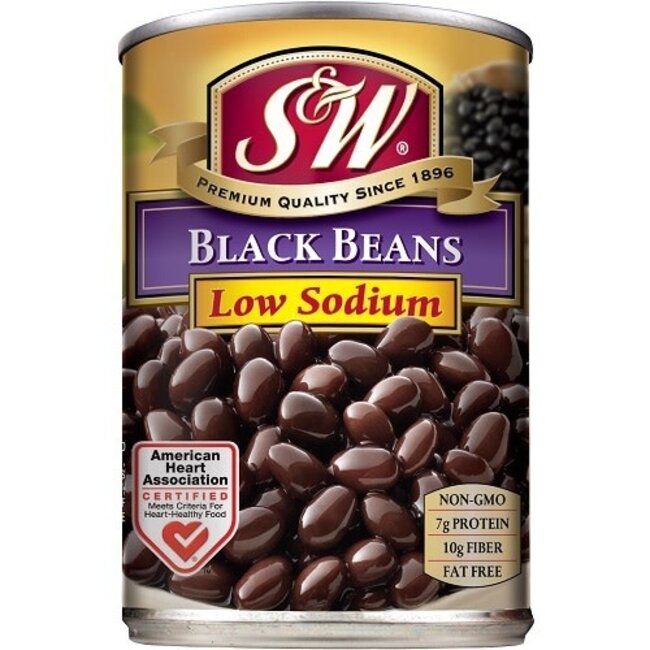 S&W Black Beans Low Sodium, 15 oz