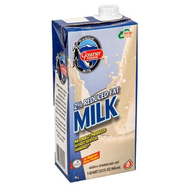 Gossner Shelf Stable 2% Milk, 32 oz, 12 ct