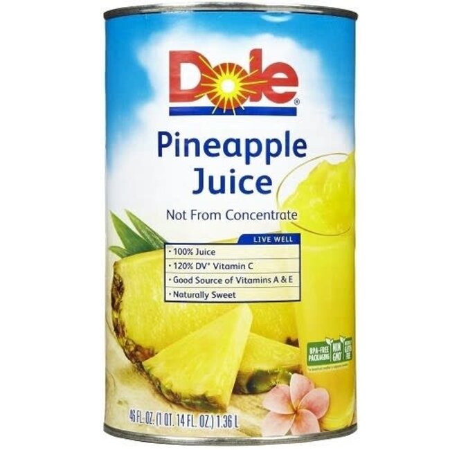 Dole 100% Pineapple Juice, 46 oz, 12 ct