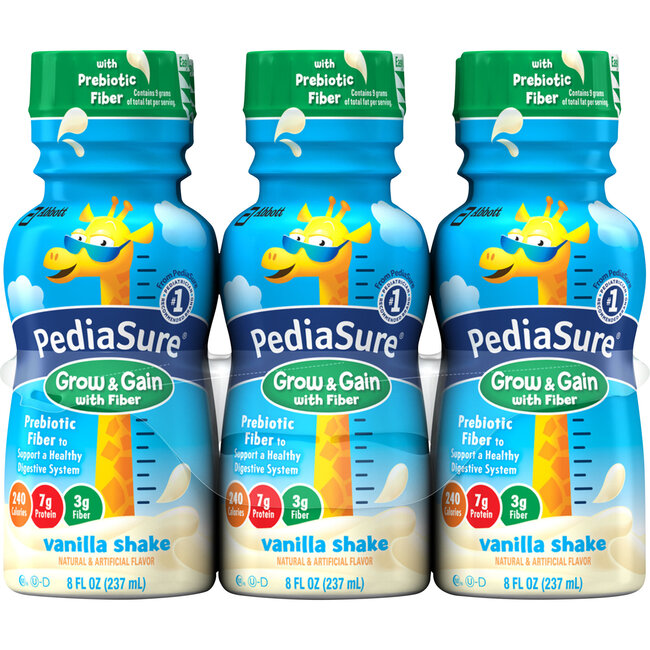 PediaSure Grow & Gain with Prebiotic Fiber Vanilla Protein Shake, 8 oz, 6 ct