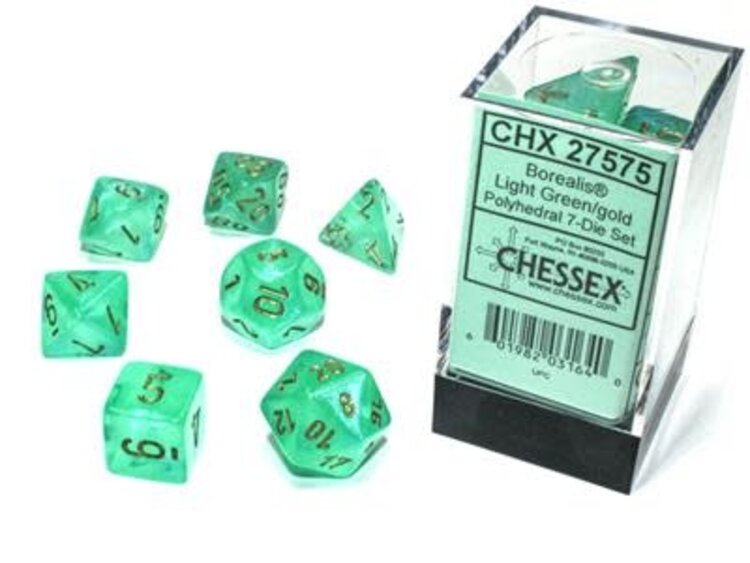 Chessex Chessex: 7-Die Set Luminary Borealis Light Green/Gold