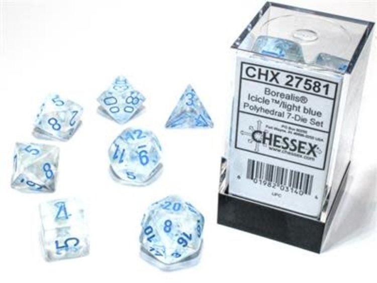 Chessex Chessex: 7-Die Set Borealis Icicle/Light Blue Luminary