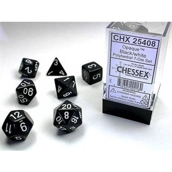 Chessex Chessex: 7-Die Set Opaque: Black/White
