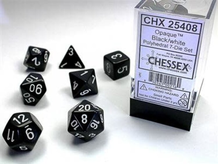 Chessex Chessex: 7-Die Set Opaque: Black/White