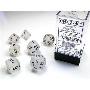 Chessex Chessex: 7-Die Set Frosted Clear/White