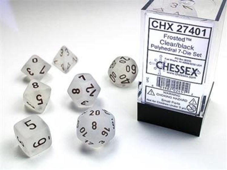Chessex Chessex: 7-Die Set Frosted Clear/White