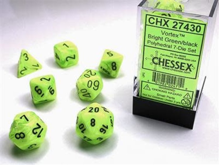 Chessex Chessex: 7-Die Set Vortex Green/Black