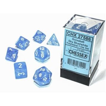 Chessex Chessex: 7-Die Set Borealis Luminary Sky Blue/White