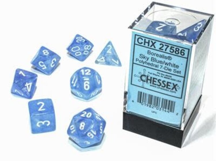 Chessex Chessex: 7-Die Set Borealis Luminary Sky Blue/White