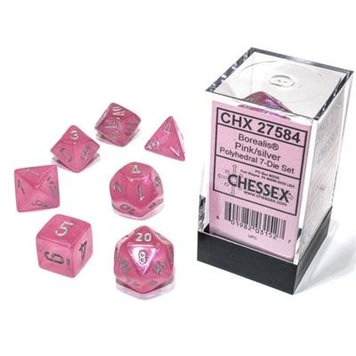 Chessex Chessex: 7-Die Set Luminary Borealis Pink/Silver