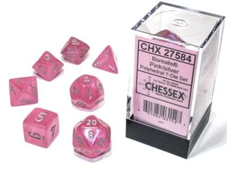 Chessex Chessex: 7-Die Set Luminary Borealis Pink/Silver