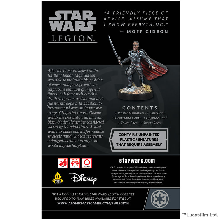 Atomic Mass Games Star Wars Legion: Moff Gideon Commander Expansion