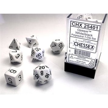 Chessex Chessex: 7-Die Set Opaque: White/Black