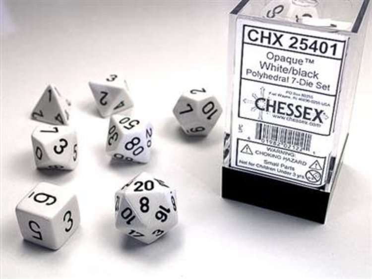 Chessex Chessex: 7-Die Set Opaque: White/Black