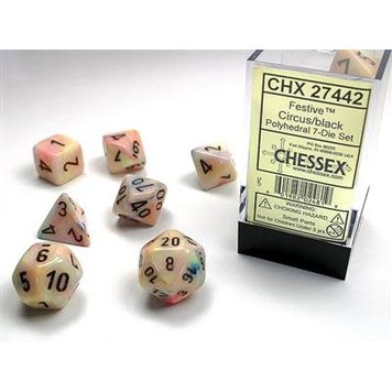 Chessex Chessex: 7-Die Set Festive Circus/Black
