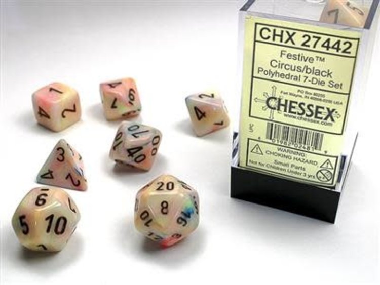 Chessex Chessex: 7-Die Set Festive Circus/Black