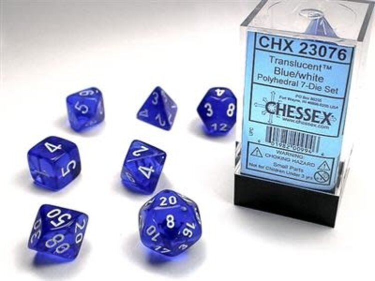 Chessex Chessex: 7-Die Set Translucent Blue/White