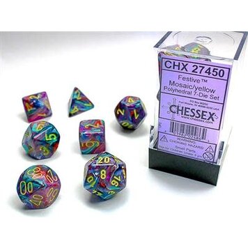 Chessex Chessex: 7-Die Set Festive Mosaic/Yellow