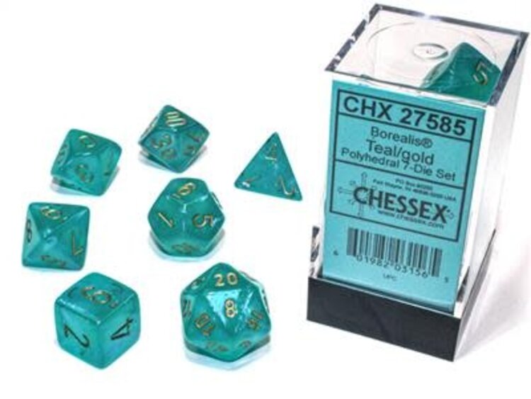 Chessex Chessex: 7-Die Set Borealis Teal/Gold