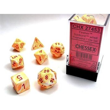 Chessex Chessex: 7-Die Set Festive Sunburst/Red