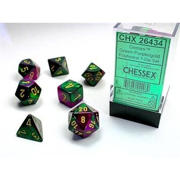 Chessex Chessex: 7-Die Set Gemini Green-Purple/Gold