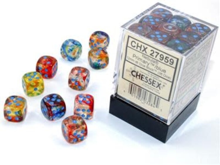 Chessex Chessex: d6 12mm Nebula Primary/Blue (36)