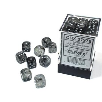 Chessex Chessex: 12mm d6 Luminary Borealis Light Smoke/Silver (36)