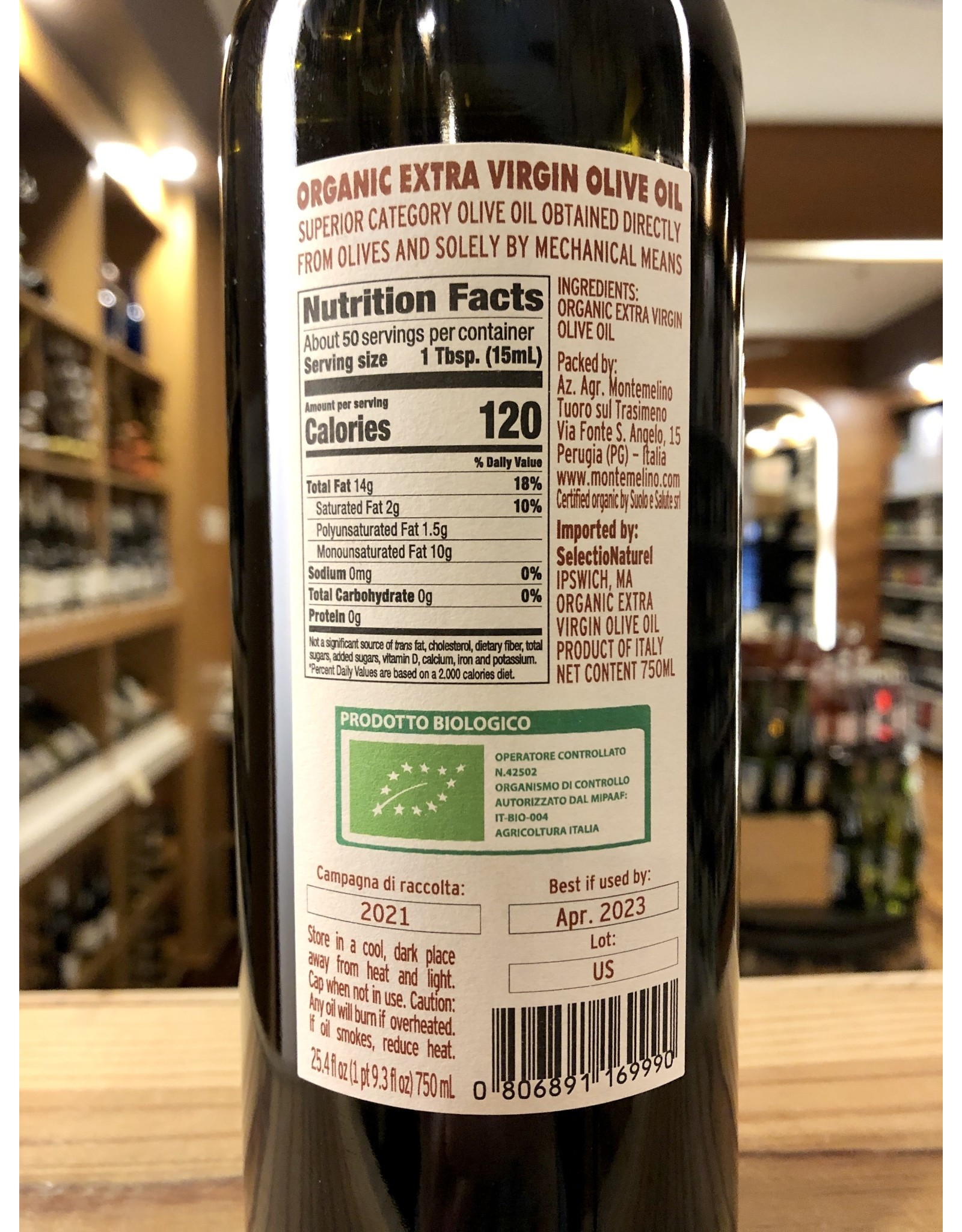 Montemelino Organic Extra Virgin Olive Oil - 750 ML