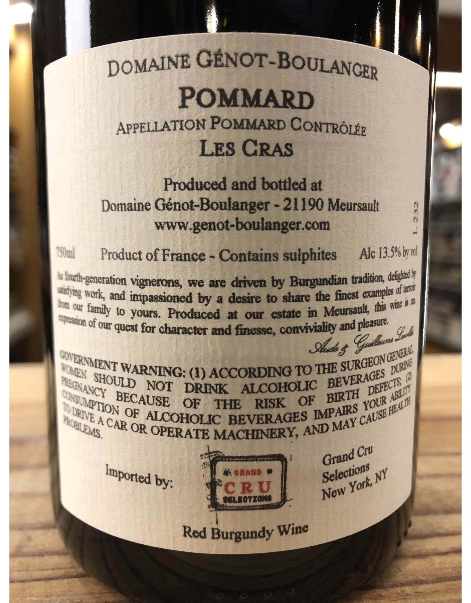 Domaine Genot-Boulanger Pommard Les Cras Rouge - 750 ML