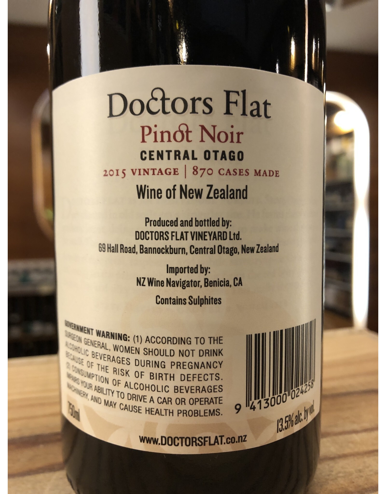 Doctors Flat Pinot Noir 2015 - 750 ML