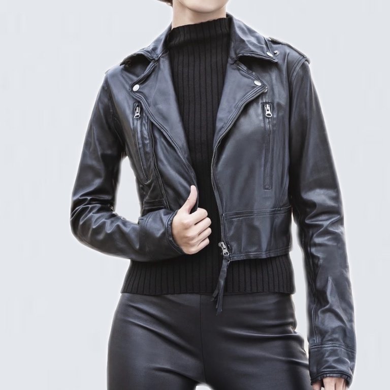 Jakett Erin Burnished Leather Jacket Black