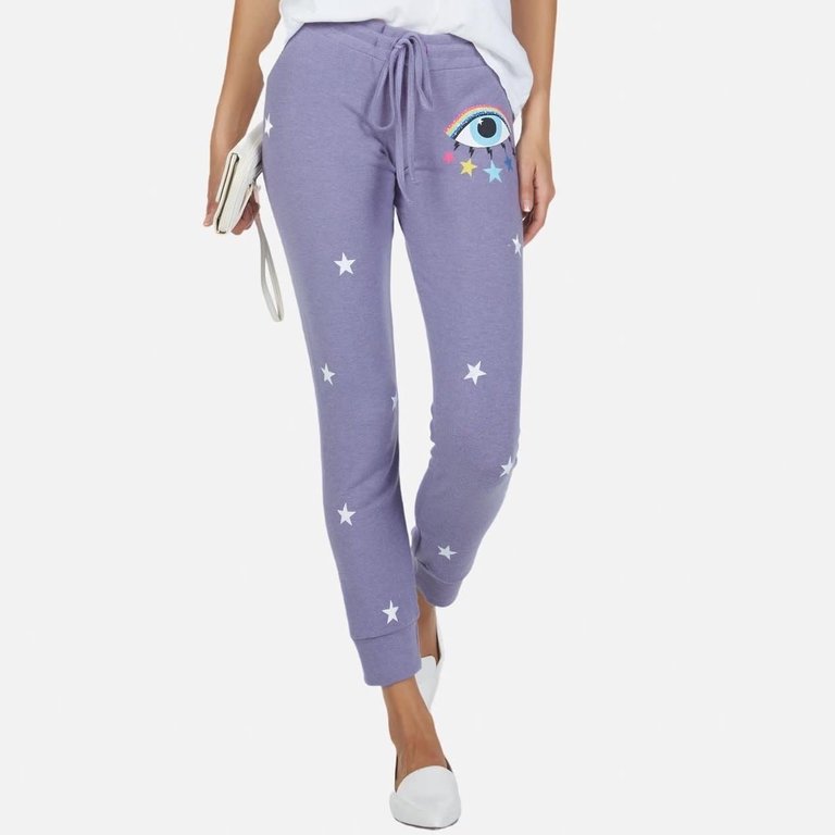 Lauren Moshi Kizzy Cosmic Rainbow Eye Sweatpant Lilac