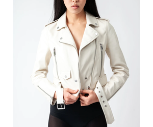mya cropped biker jacket