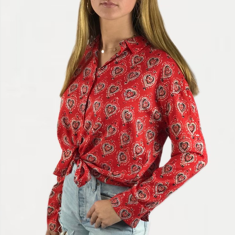 Bandana Print Blouse Red