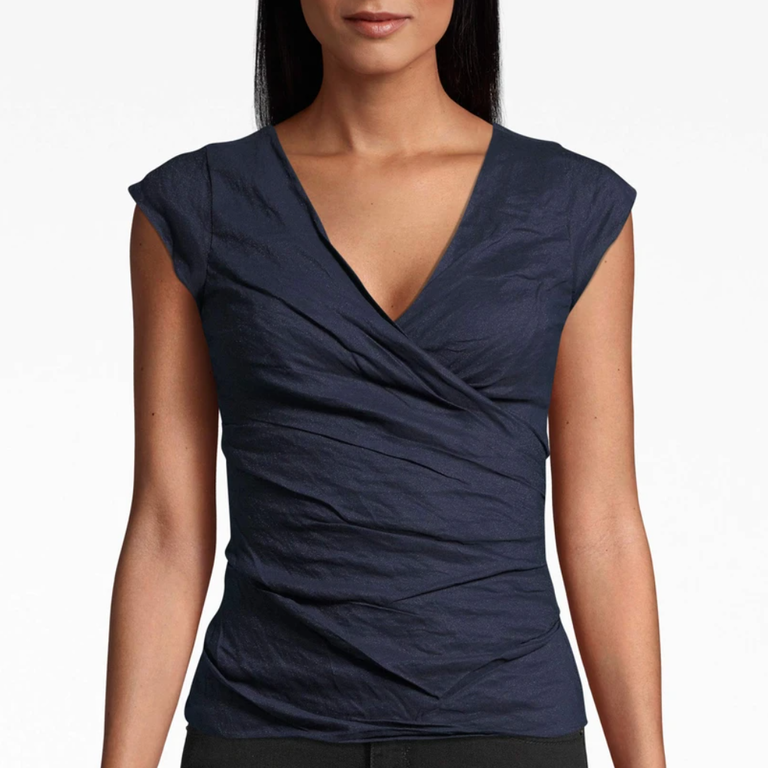 Nicole Miller Cotton Metal Logan Top Navy