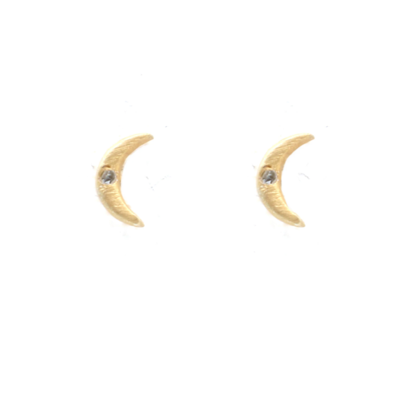 Songlines Luminaria Stud Earrings (22K Gold Plate w/Single Diamond)