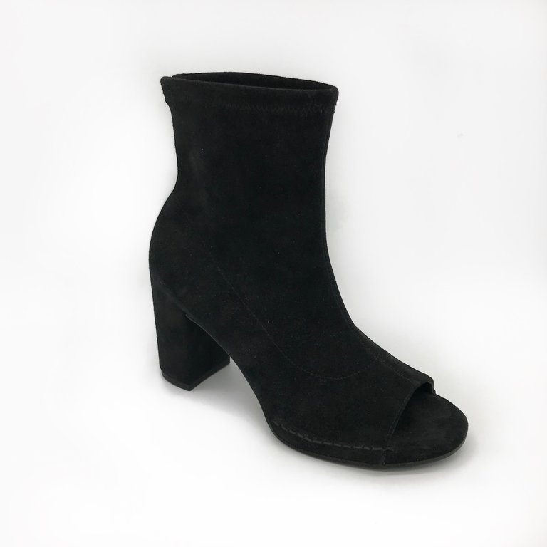 Del Carlo Sumi Open Toe Suede Bootie Black