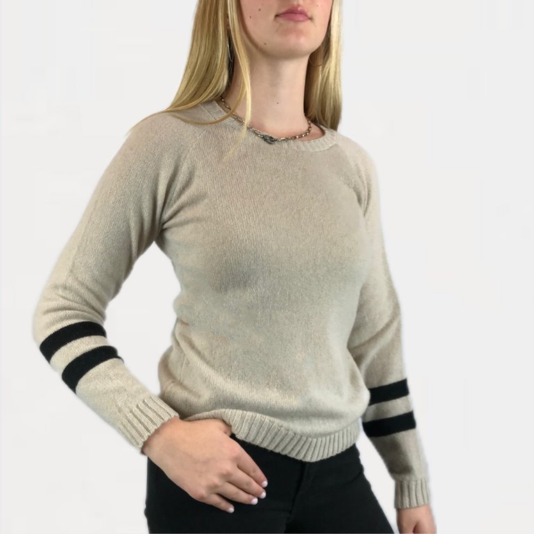 Michael Lauren Morgan Sweater Oatmeal Black Stripe