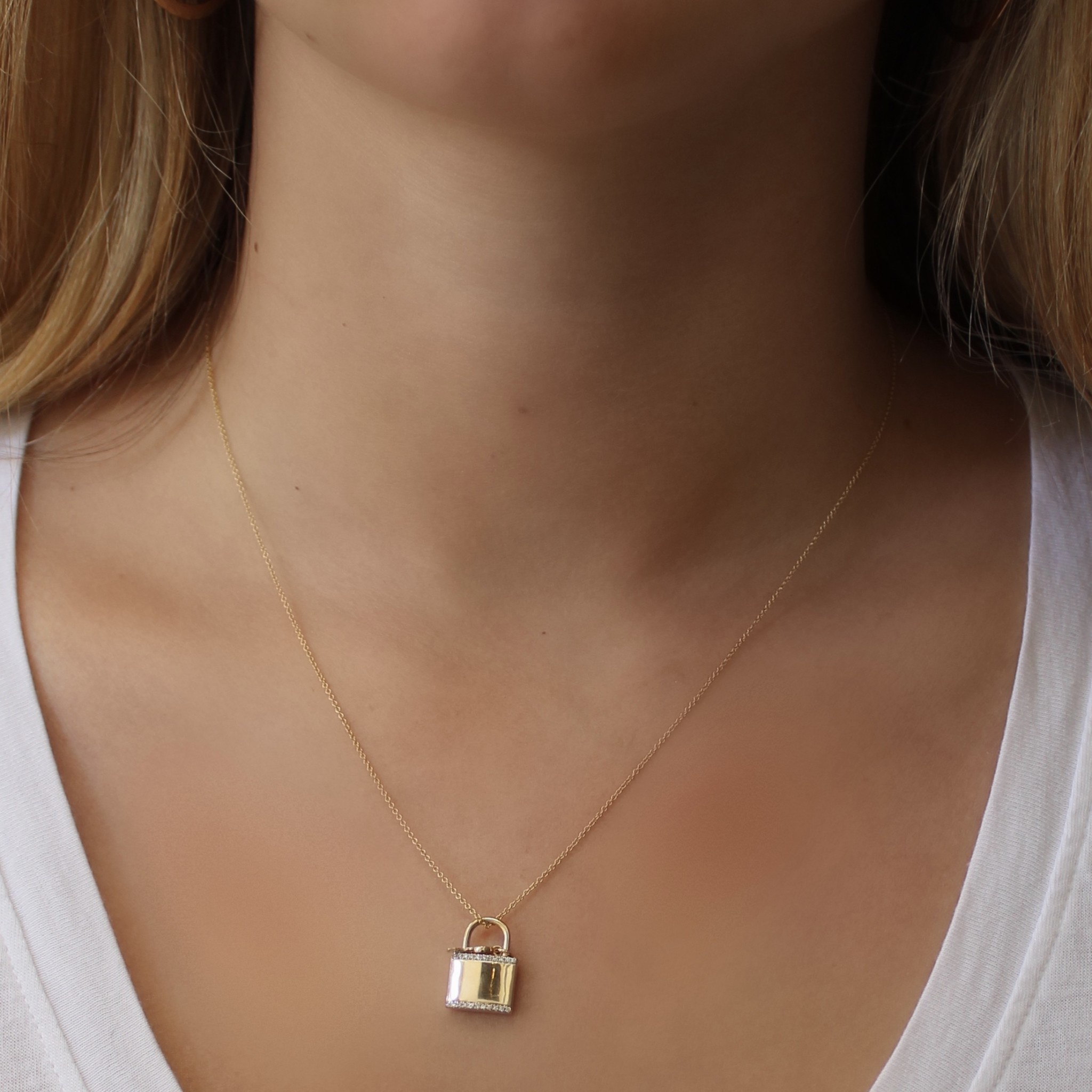 Diamond Lock & Key Necklace, 14k Gold - Society Telluride