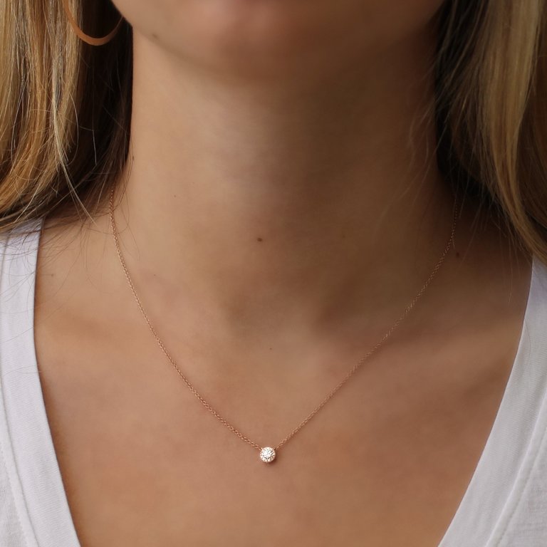 14K Rose Gold Necklace with Solitaire Diamond