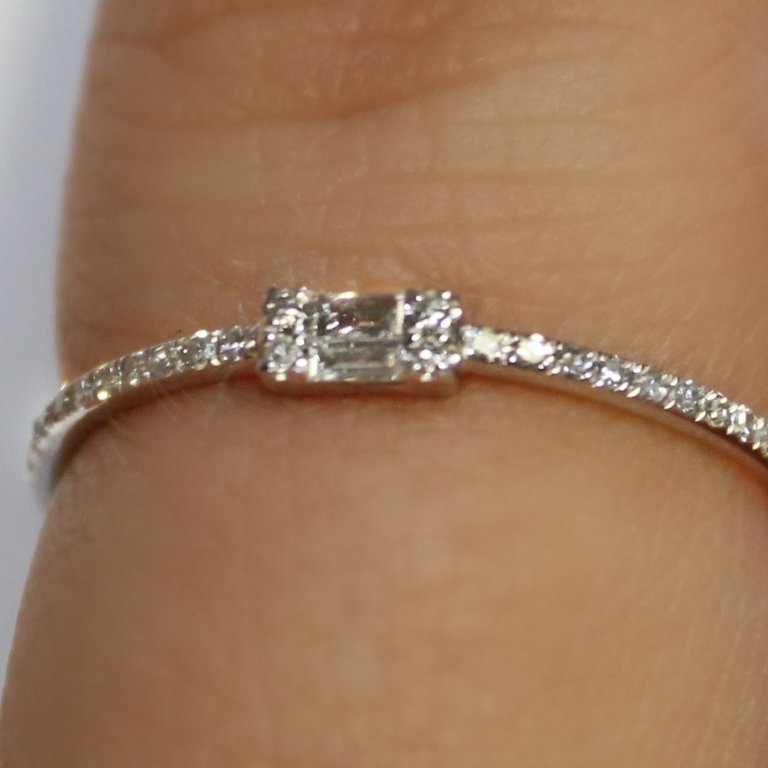 14K White Gold Baguette Diamond Ring