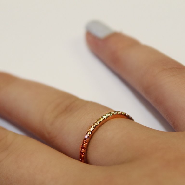 14K Rose Gold Rainbow Sapphire Ring