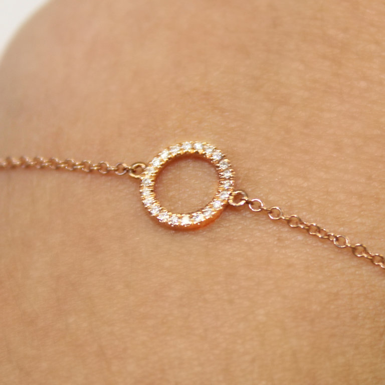 14K Rose Gold Diamond Circle Bracelet