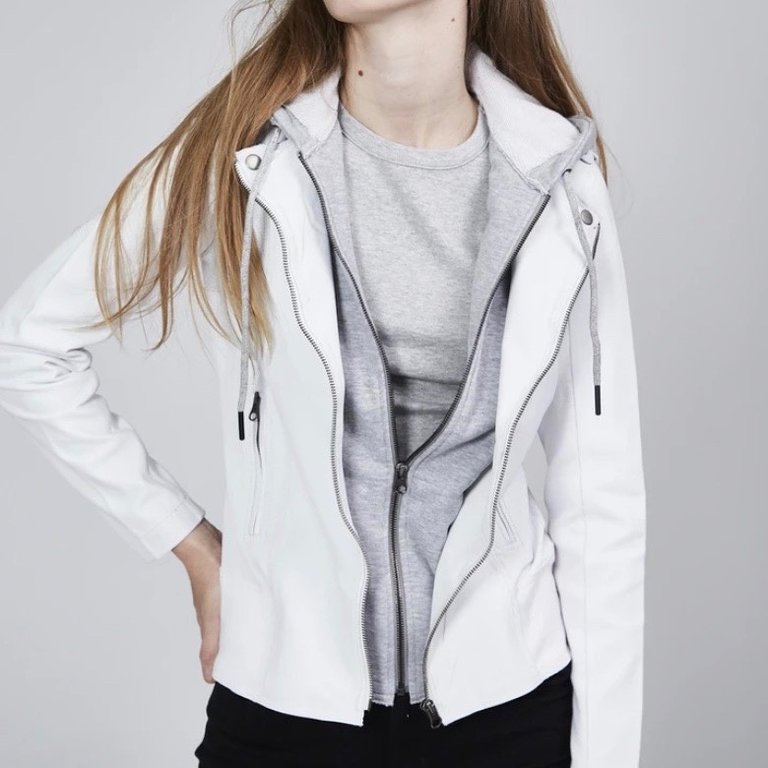 Jakett Hannah Burnished Leather Jacket White