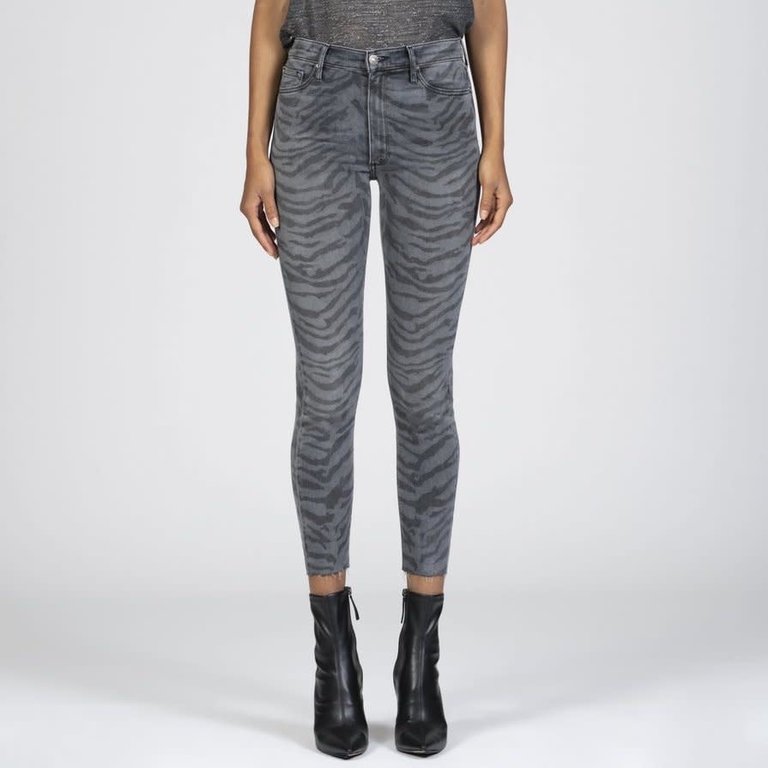 Carmen High Rise Ankle Fray Grey Zebra