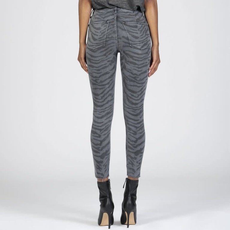 Carmen High Rise Ankle Fray Grey Zebra