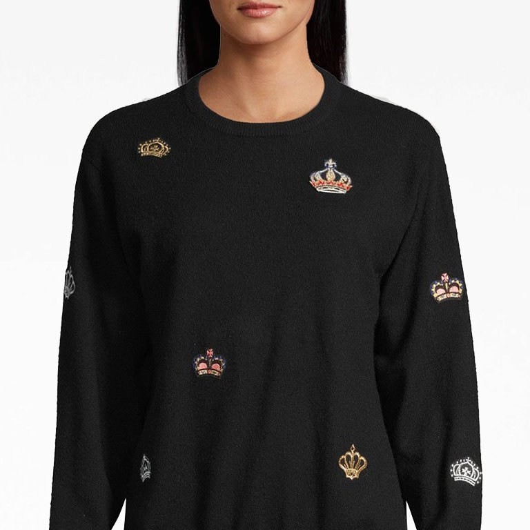 Nicole Miller Cashmere Crown Sweater Black