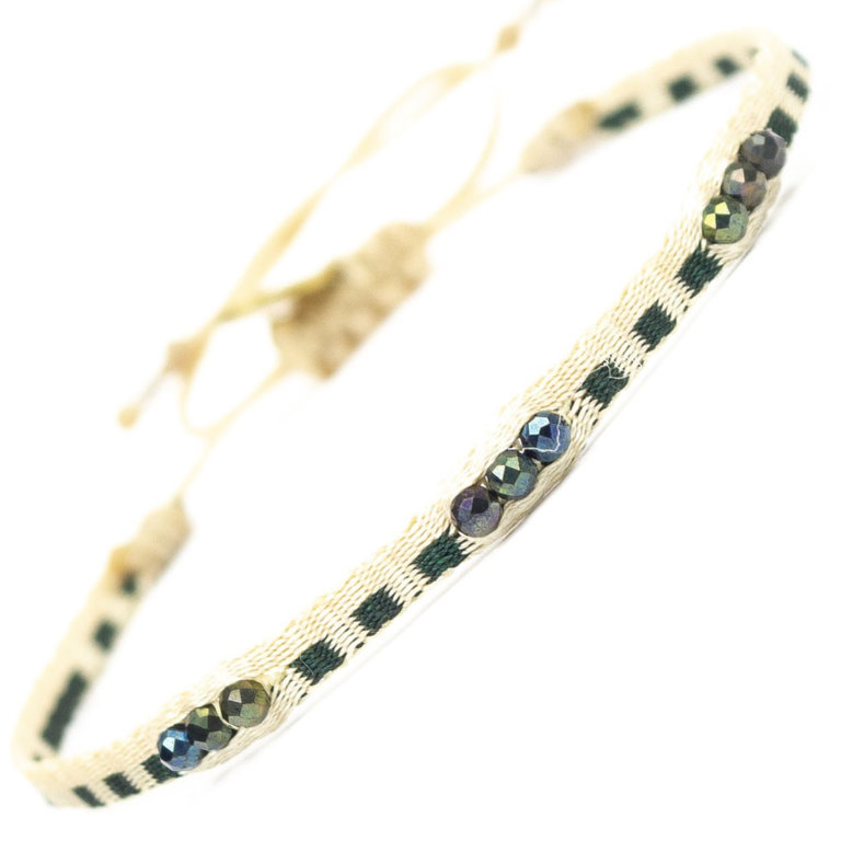 Guanabana Green & Pyrite Stone Bracelet (S14)