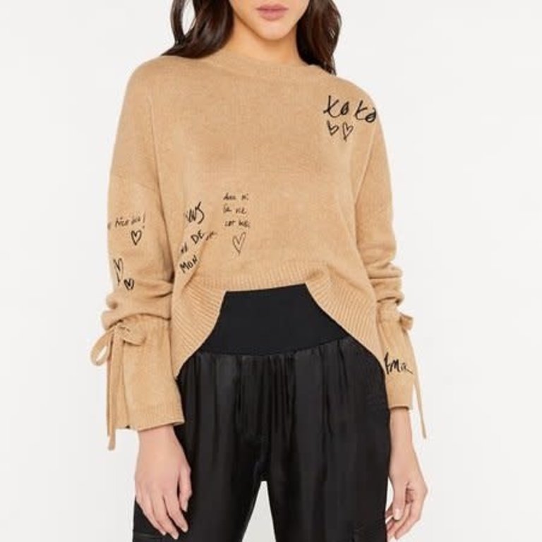 Cinq a Sept Tasha Pullover Sweater Camel With Black